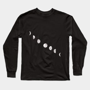 moon phases in water color Long Sleeve T-Shirt